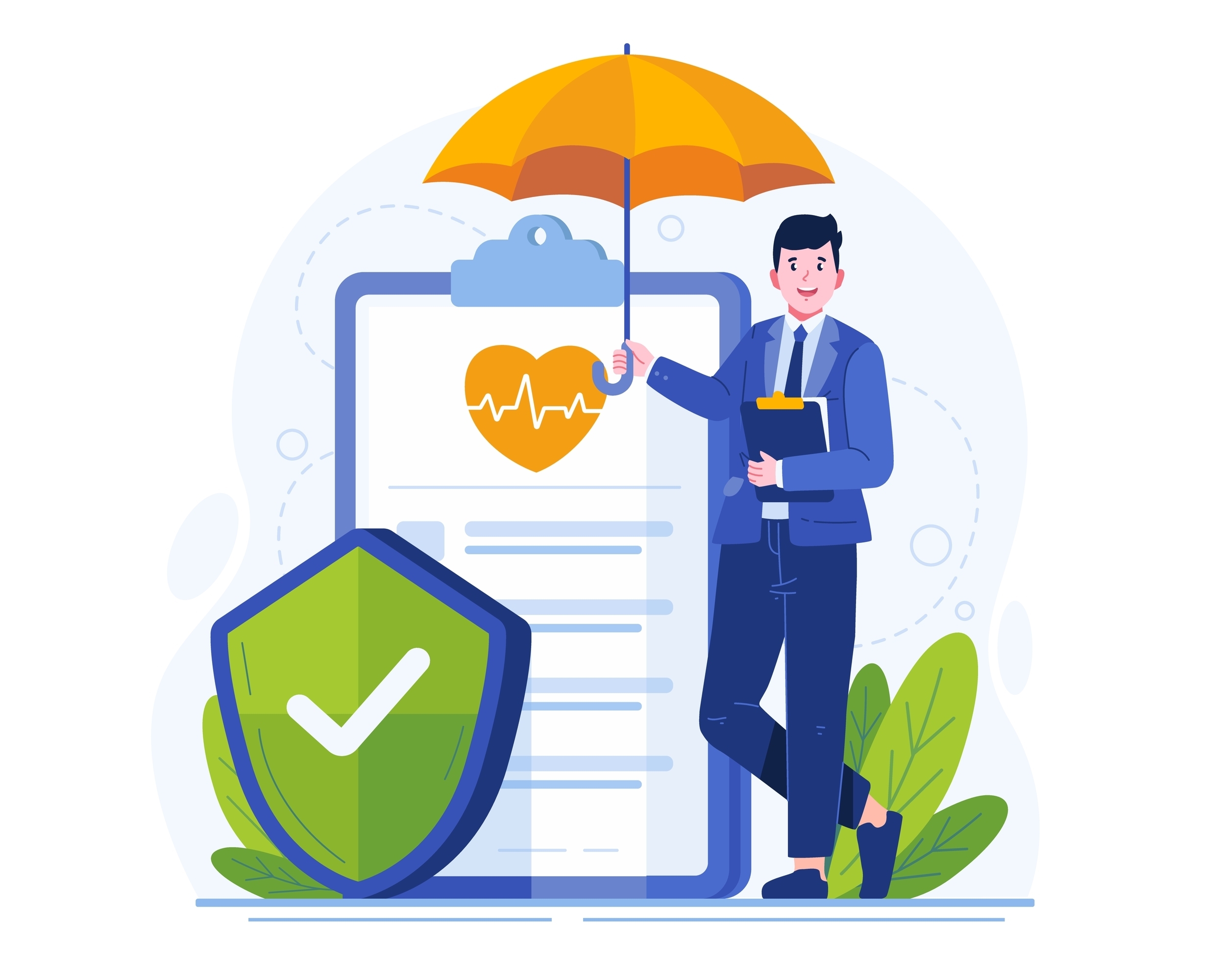 Insurance,Concept,Illustration.,A,Male,Insurance,Agent,Standing,With,Crossed Tax time with wooden alphabet blocks, red alarm clock, calculator and pen on 1040 tax form background